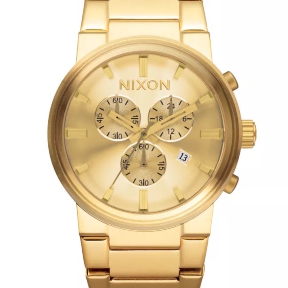 Nixon Cannon Chronograph Gold Watch